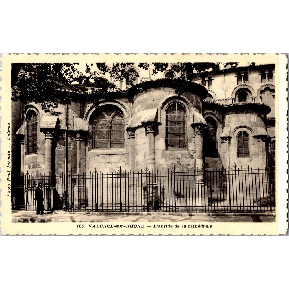 Vintage Valence-sur-Rhone Cathedral Apse Black & White‎ Postcard